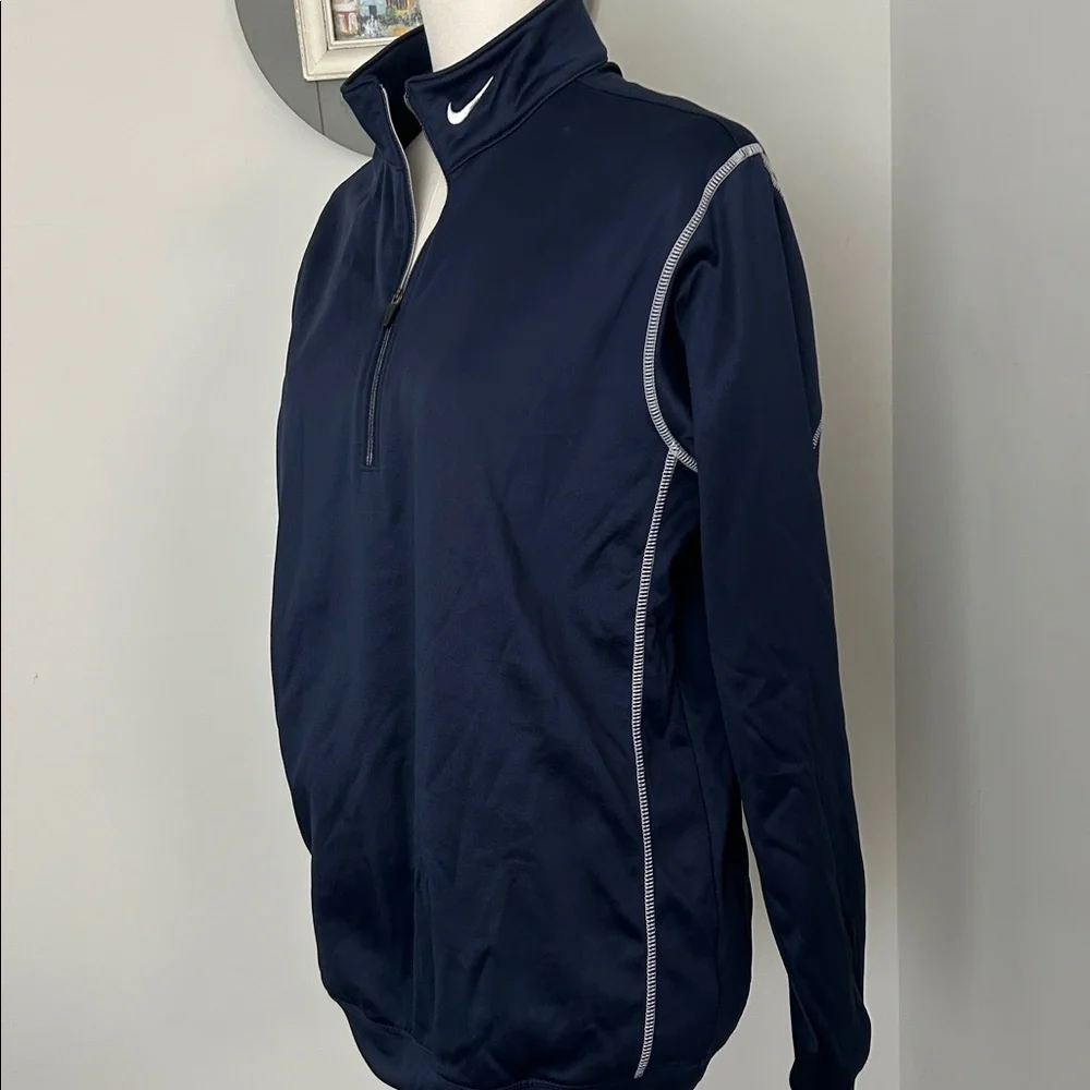 Nike Golf Therma-Fit Pullover 1/4 Zip Long Sleeve Blue White Stitching Accents